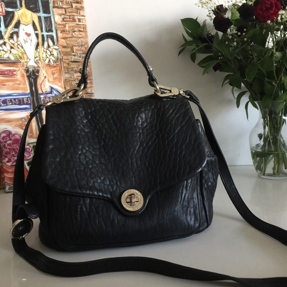 Karen Millen Handbags - Karen Millen Black Pebbled Leather Satchel Bag